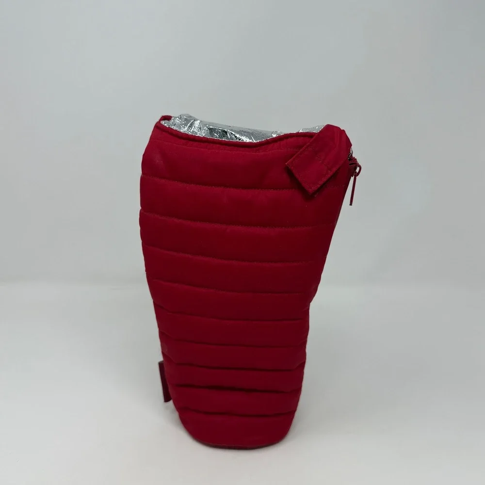 Puffin Drinkwear Cooler the Caddy Insulated Wine Bag Sleeping Bag Merlot Red Tan
